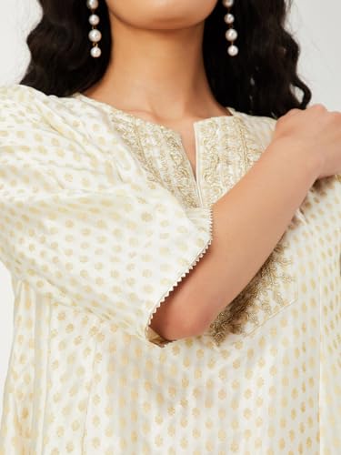 Max Women's Georgette Kurta Set (EXST44045_Off White_XL