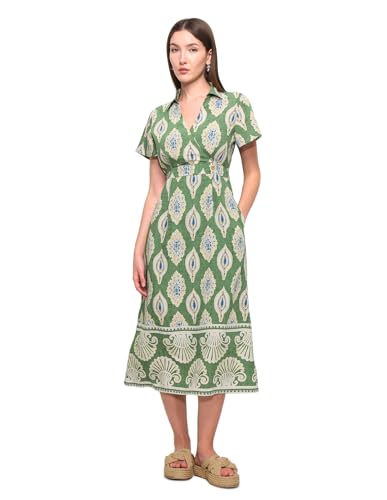 U.S. Polo Assn. Women's Printed Midi Wrap Dress (UWSS26DRS256_Green_M)