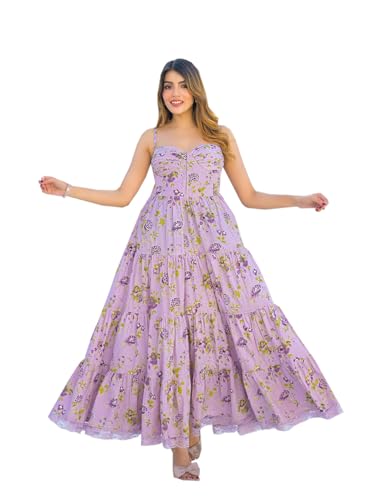 Divena Light Purple Shoulder Strap Cotton Dress