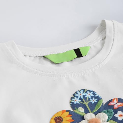 Hopscotch Girls White Full Sleeves 2-Pc Floral Applique Jogger Set For Age (3-4 Years)