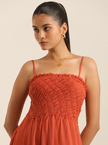 Label RITU KUMAR Rust Eva Offshoulder Dress