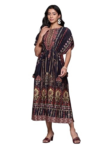 Ritu Kumar Round Neck Half Sleeves Long Dress Black