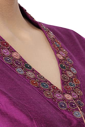 RENE Magenta Cotton Tussar Hand Embriodered Blouse(D-1005526-34)