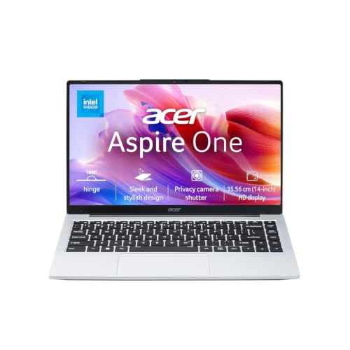 Acer Aspire (2026), Intel Celeron Dual Core N4500 - (12 GB/256 GB SSD/Intel UHD Graphics/Windows 11 Home) Thin and Light Laptop/14.0" HD/Pure Silver/1.3Kg/MS Office 2024