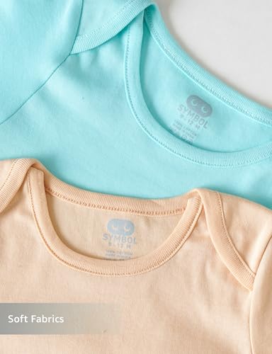 Amazon Brand Symbol Unisex 100% Cotton Half Sleeve Regular Fit Bodysuit (Pack of 5) (SK-BBS-SS26-2001 (0-18 M)_WCBAL_3-6 M)