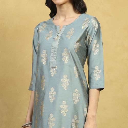 Rangriti Women Green Viscose Blend Printed Straight Kurta_38