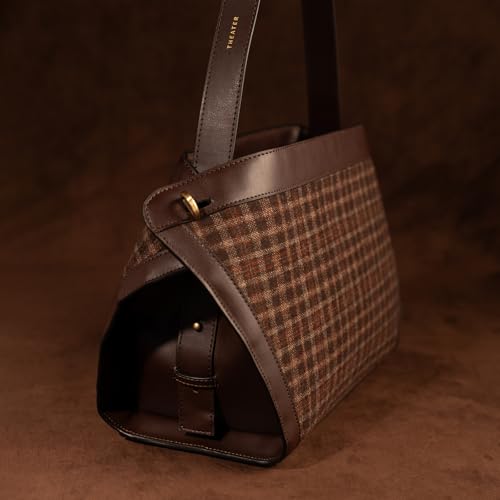 Theater Professor Harold Brown Tweed Shoulder Bag for Women Spacious Structured Handbag with Adjustable Shoulder Straps for Office Work and Travel