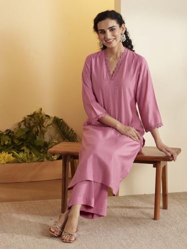 BIBA Viscose Rayon Printed Straight Semi-Formal Kurta With Palazzo