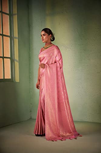 Vardha Women's Kanchipuram Art Silk Saree with Unstitched Blouse Piece - Gold Zari Woven Work Sarees for Wedding (Asya Vol.5_566)