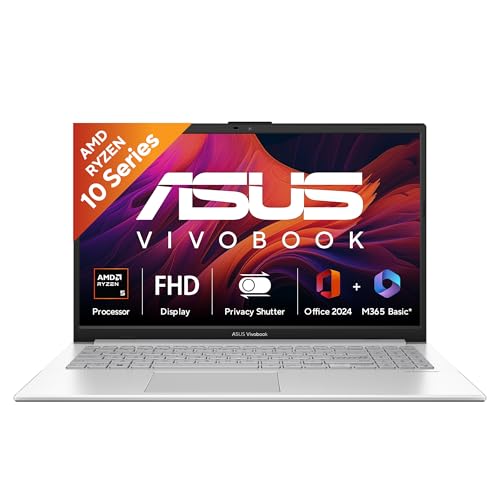 ASUS Vivobook Go 15 (2026),AMD Ryzen 5 40,AMD Radeon iGPU,16GB RAM,512GB SSD,FHD,15.6"(39.6 cm),Windows 11 Home,M365 Basic(1 Year),Office 2024,Cool Silver,1.63 Kg,E1504FA-IN2816WS,Thin & Light Laptop
