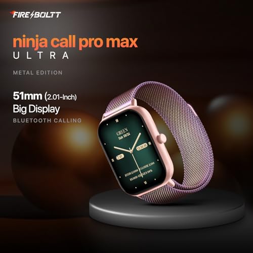 Fire-Boltt Ninja Call Pro Max Ultra Bluetooth Calling Smart Watch, 2.01" HD Display, 120+ Sports Modes, Health Suite, AI Voice Assistance, SpO2 Smartwatch for Men & Women - Rainbow Link