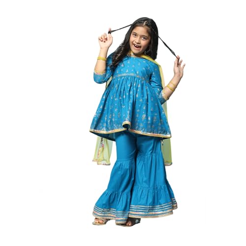 BIBA GIRL PRINTED GATHERED KID(KW5482_BLUE_11)