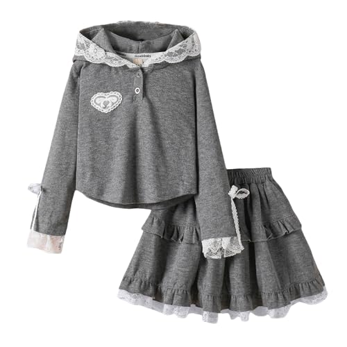 Hoscotch Girls Solid Grey Full Sleeves Skirt Set For Ages (18-24 Months)