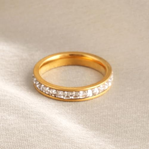 PALMONAS Stones Band Ring for Women (Size-7) - Waterproof & Anti-Tarnish