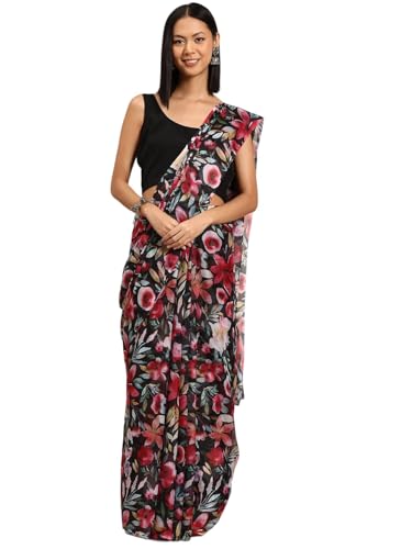 Ahalyaa Women's Polyester Sarees (AHSR-UNS-91_Black)