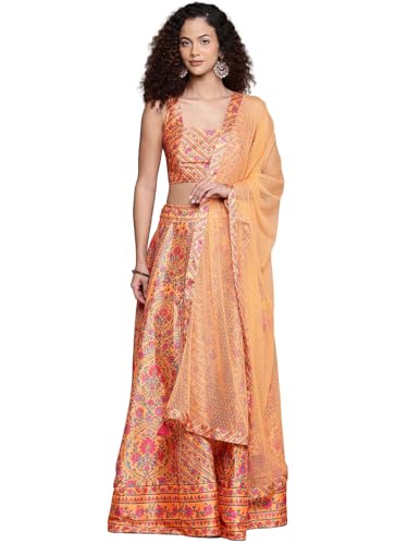 Aarke Ritu Kumar Yellow Fern Square Neck Blouse With Lehanga And Dupatta