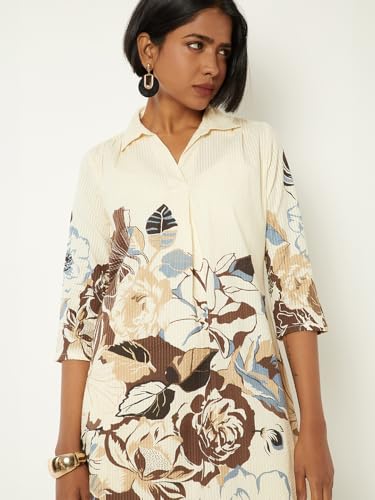 Max Women Printed A-line Kurta(White_M)