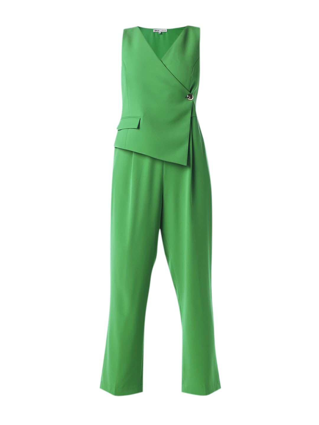 ONLY Women's Solid Regular Fit Green Jumpsuit