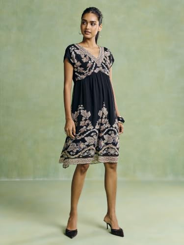 Aarke Ritu Kumar Black Rosete Short Dress