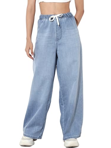 ONLY Women's Loose Fit High Rise Blue Jeans