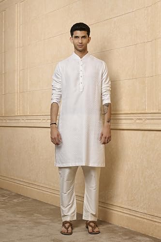 TASVA Ivory Jacquard Kurta Set|Size: XS