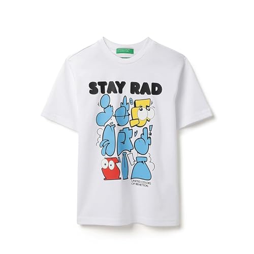 United Colors of Benetton Relaxed Fit Round Neck Graphic Stay Rad T-Shirt
