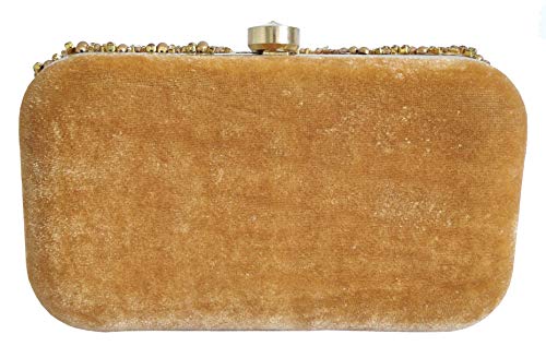 DUCHESS Women and Girls Embroidered Golden Clutch