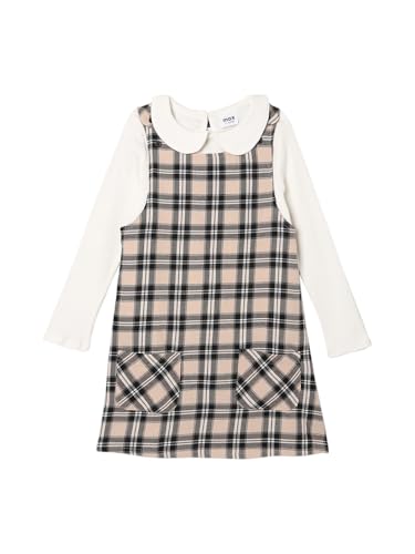 Max Girls Checked Dungaree Dress with Top (Black_2-3 Y)
