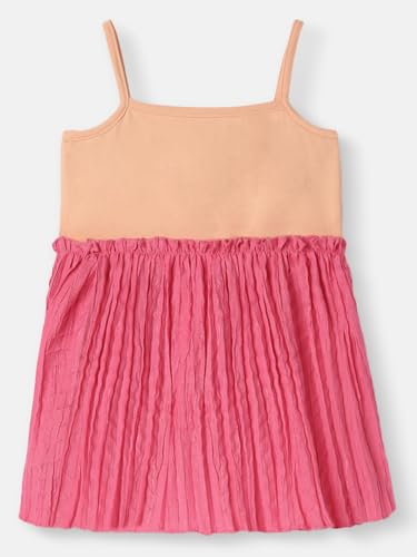 Nautinati Girls' Knit and Woven Digital Print Gathered Sleeve Dress