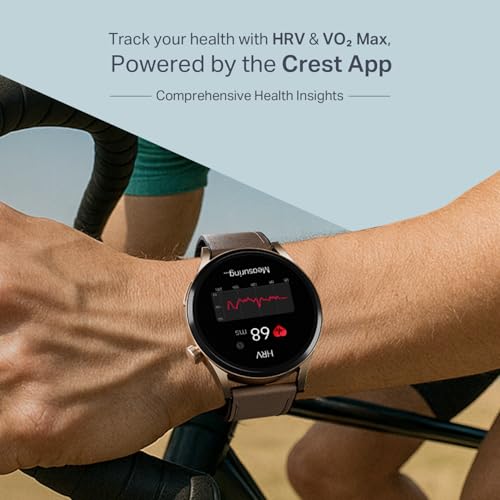 boAt Chrome Horizon, Premium Metal Body, Video Watch Faces, 1.51”(3.83cm) AMOLED Round Display, HRV & VO2 Max, Auto-Activity Detection, ASAP Charge, HRV Smartwatch for Men & Women (Coco Brown)