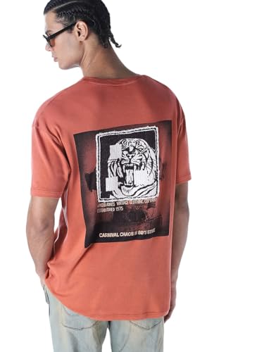 Jack & Jones Men Oversized Orange Tshirt