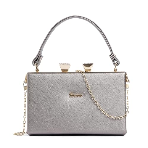 EXOTIC Premium® Bridal Clutch Luxurious Box-Style Gold Frame Desing (PURPLE)