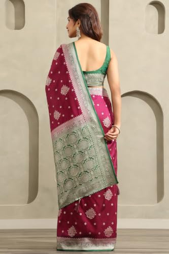 Soch Womens Wine Viscose Floral Zari Woven Saree With Stone Work