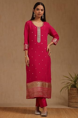 Soch Women's Organza Salwar Suit Set (EWA5CD22250_Fuchsia