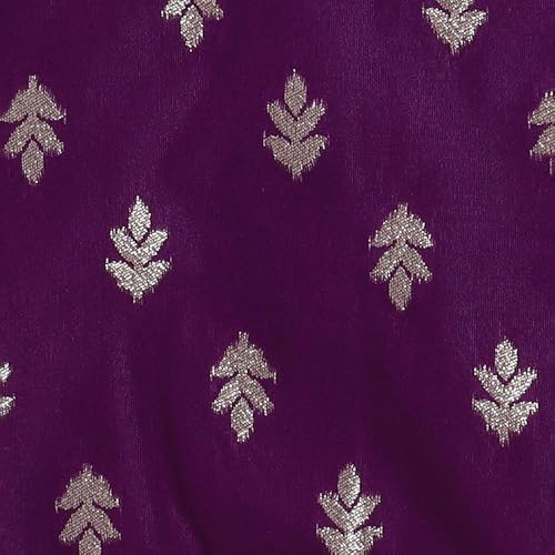 Hopscotch Girls Short Sleeves Purple 3-Pc Jacquard Lehenga Choli Set For Age (4-5 Years)
