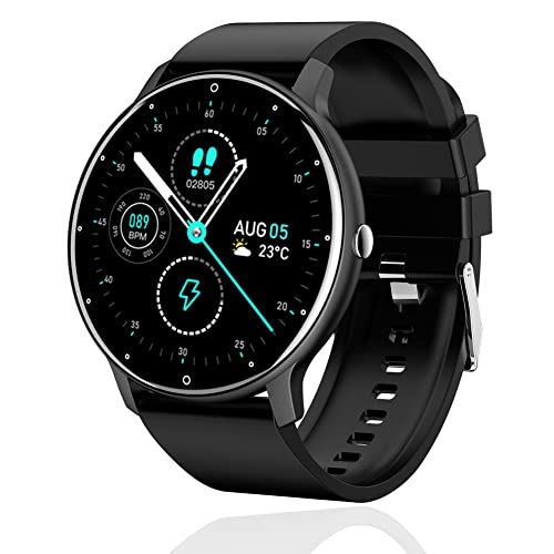 Smart Watch for Motorola Edge (2022) - Fitness Tracker Watches for Men Women, IP67 Waterproof HD Touch Screen Smartwatch for Android/iOS Phones, 24 Sports, Activity Tracker - Black