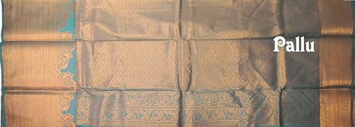 VFCollections Women's Traditional Handloom Kanchipuram Silk Pure Pattu Sarees – Peacock Border | Rich Zari Woven Design | Bridal Saree | Unstitched Blouse (VFC695-4)