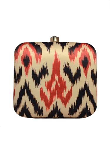 Artklim Black And Red Ikkat Printed Clutch