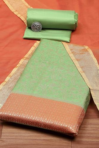 BIBA Women Pista Cotton Unstitched Suit Set_FREE SIZE