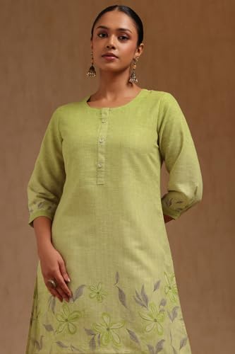 Soch Womens Light Green Linen Floral Print Co-Ord Set