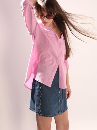 VERO MODA Women's Regular Fit Pink Shirt