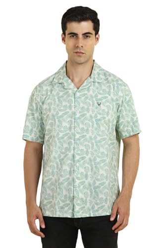 Allen Solly Men Green Print Half Sleeves Casual Shirts