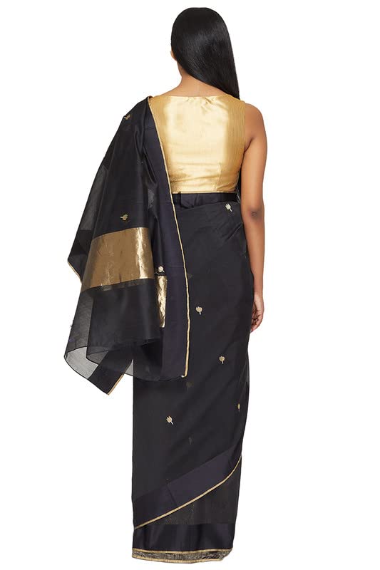 Satya Paul Grey Cotton Silk Printed Woven Women Saree with Blouse piece