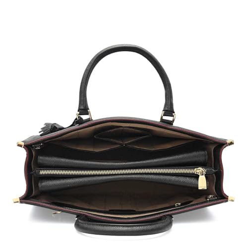 Da Milano Leather Black Book Tote for Women (01236MOL)