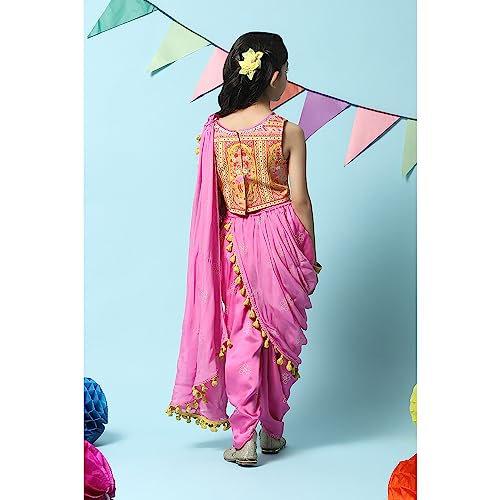 BIBA Girl's Cotton Printed Relaxed Salwar Suit Set (Kw5147_Violet_7)