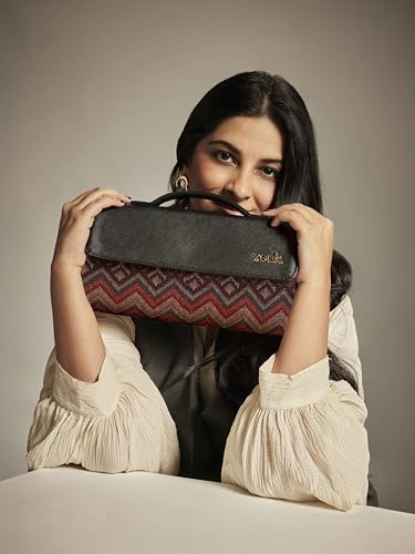 ZOUK Rhea Kapoor Clutch for Women | Crossbody Bag with Detachable Strap | Elegant Flap Closure Evening Clutch | Party & Evening Purse | Gwalior Weaves