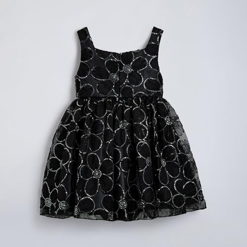 Hopscotch Girls Black Sleeveless Sequined Floral Party Dress for Age (4-5 Years)