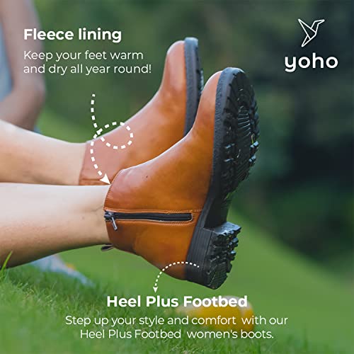 YOHO Tan Boot For Women Stylish and Comfortable| Mid Ankle Boot and Anti Skid Sole |Trendy,Zipper Casual Boots for Womens, Outdoor and Holiday Outings| Size-6