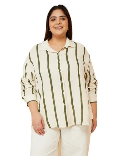 Max Women Striped Shirt (Green_4XL)