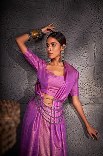 Vardha Women's Kanchipuram Art Silk Saree with Unstitched Blouse Piece - Gold Zari Woven Work Sarees for Wedding (Aashni Silk_517)